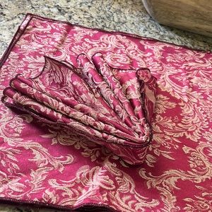 Jacquard Napkins (9) Burgundy & Gold EUC